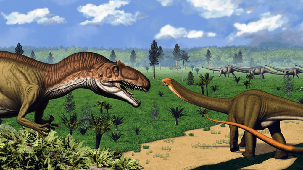 A section of the Morrison Mural, which illustrates the Late Jurassic period