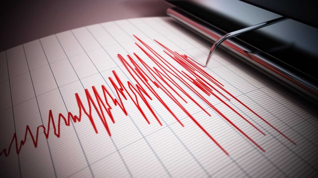 Seismograph data of a large earthquake.