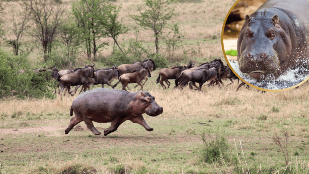 Hippo running. Image created via Canva Pro