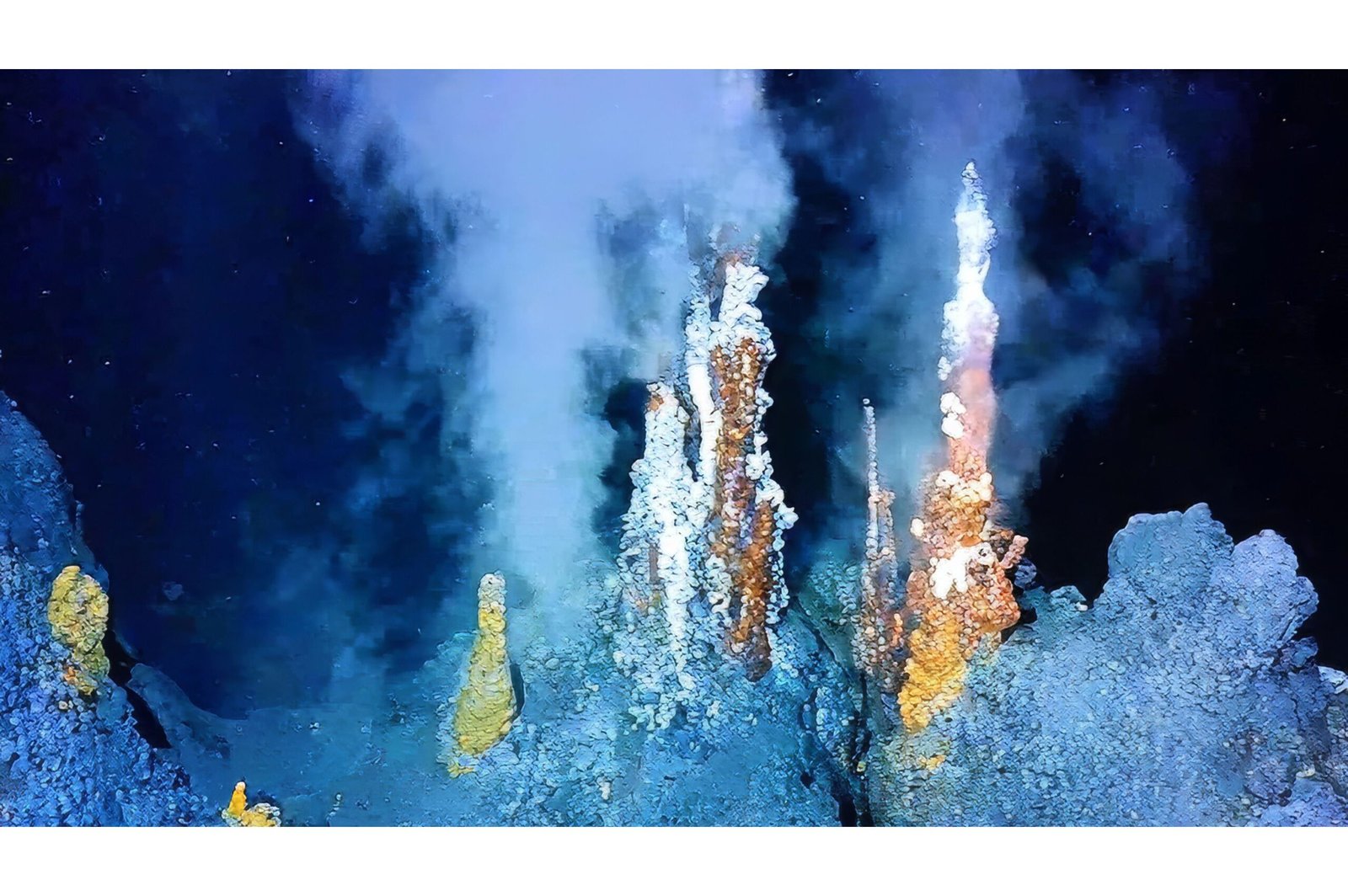 Underwater hydrothermal vents.