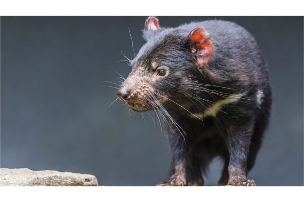 Tasmanian devil on a rock.