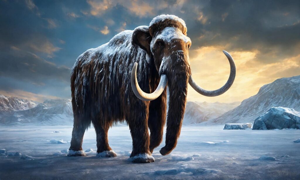 The woolly mammoth during Ice Age.