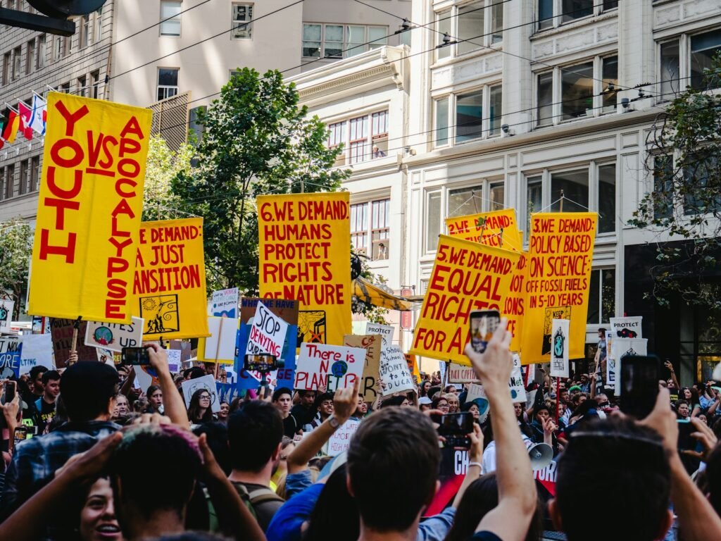 People holding signages
