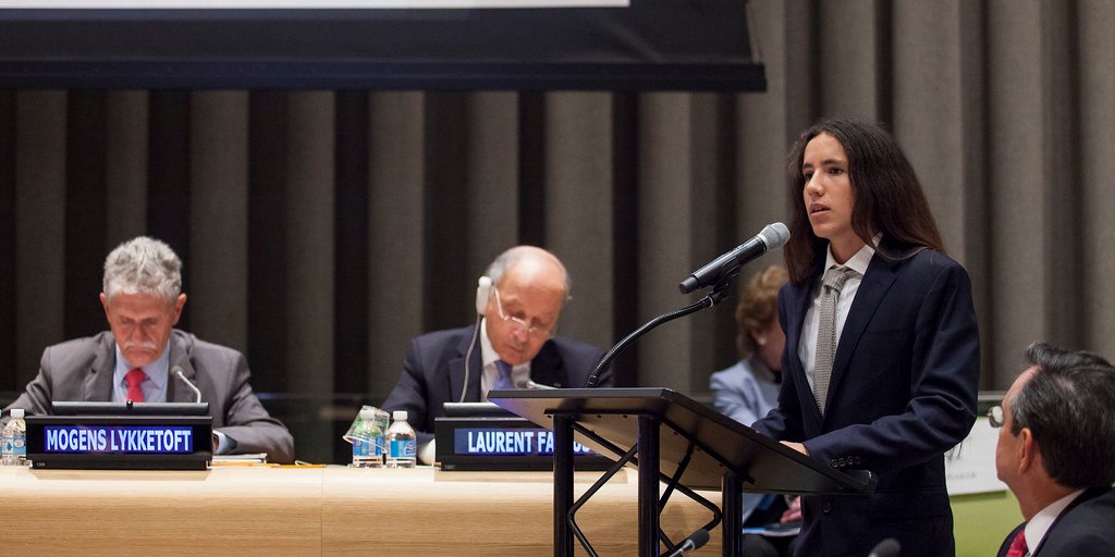 Mr. Xiuhtezcatl Roske Martinez, Representative of Civil Society, speaking at a high-level event on climate change.