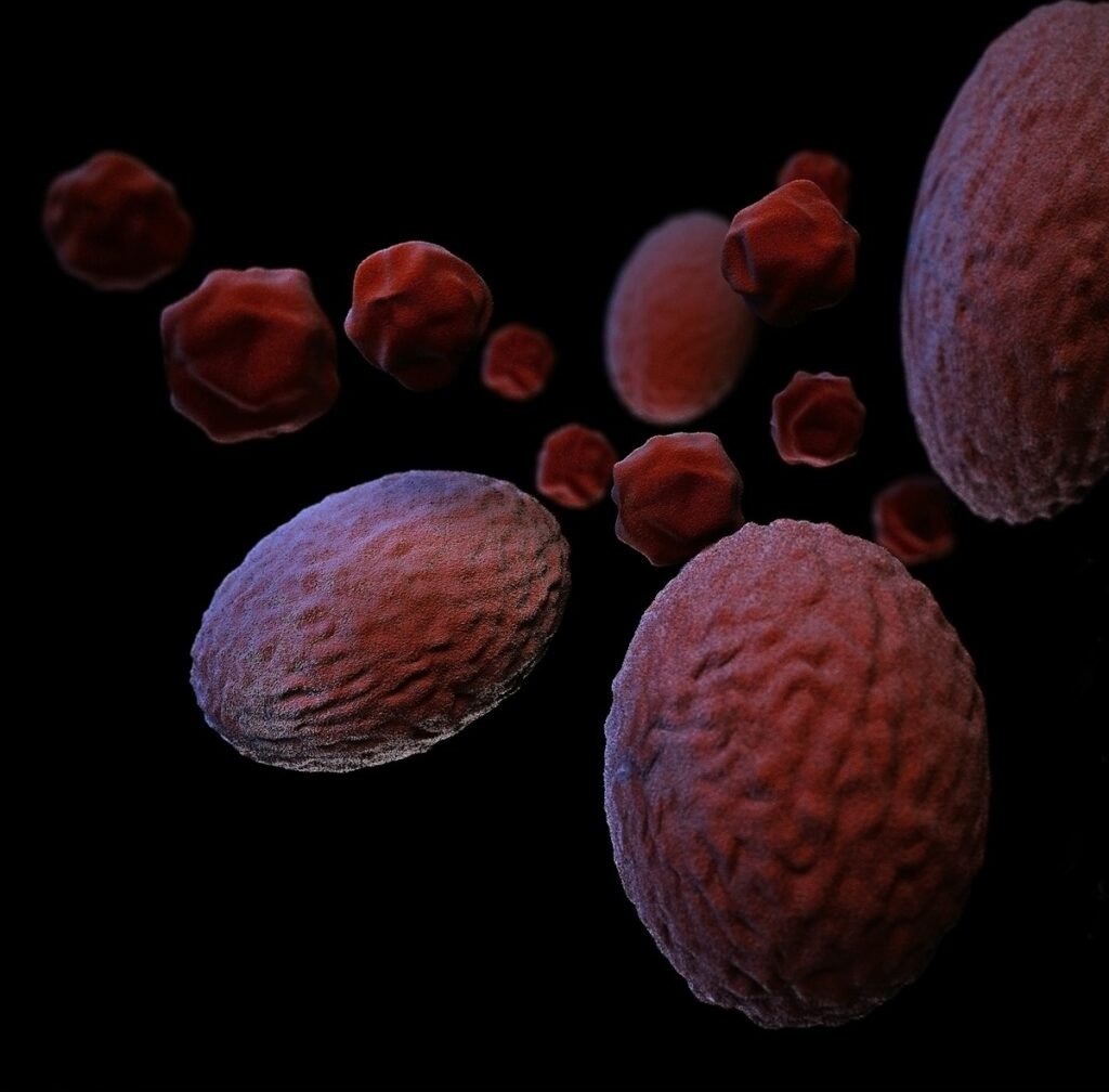 A three-dimensional (3D), computer-generated image, of a group of Gram-negative, Chlamydia psittaci bacteria.