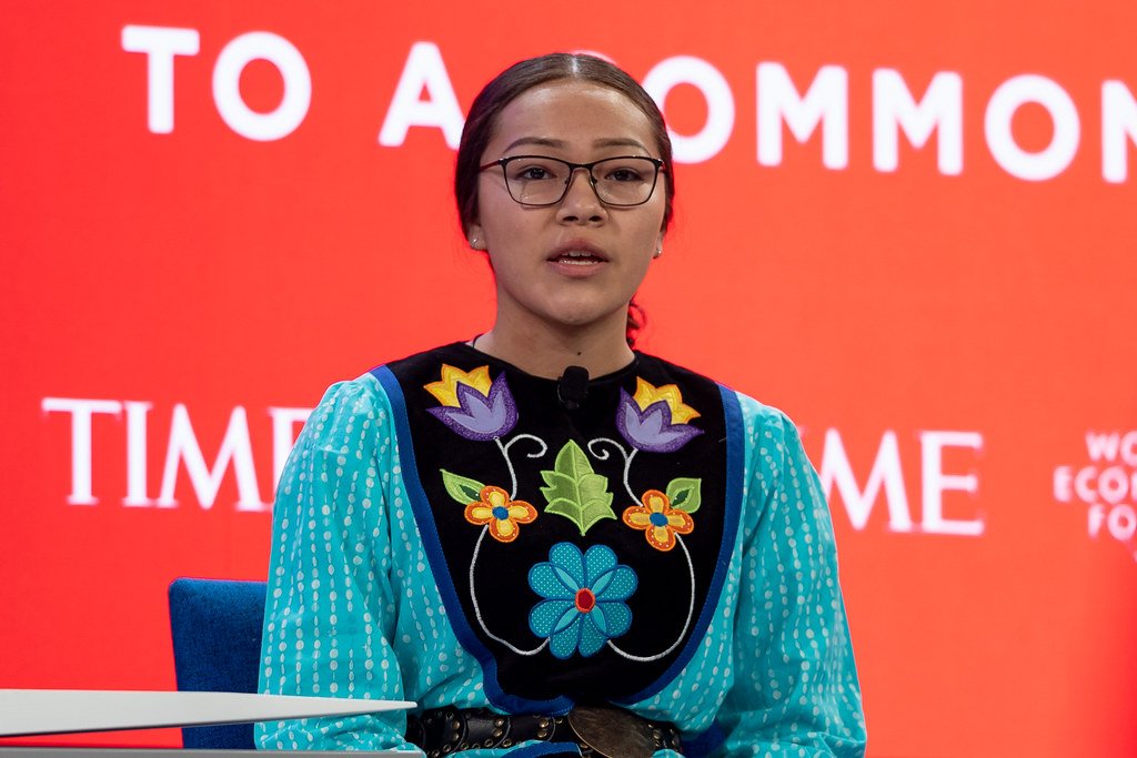 Autumn Peltier, Chief Water Commissioner of the Anishinabek Nation, Canada, speaking in the Forging a Sustainable Path towards a Common Future session at the World Economic Forum Annual Meeting 2020.