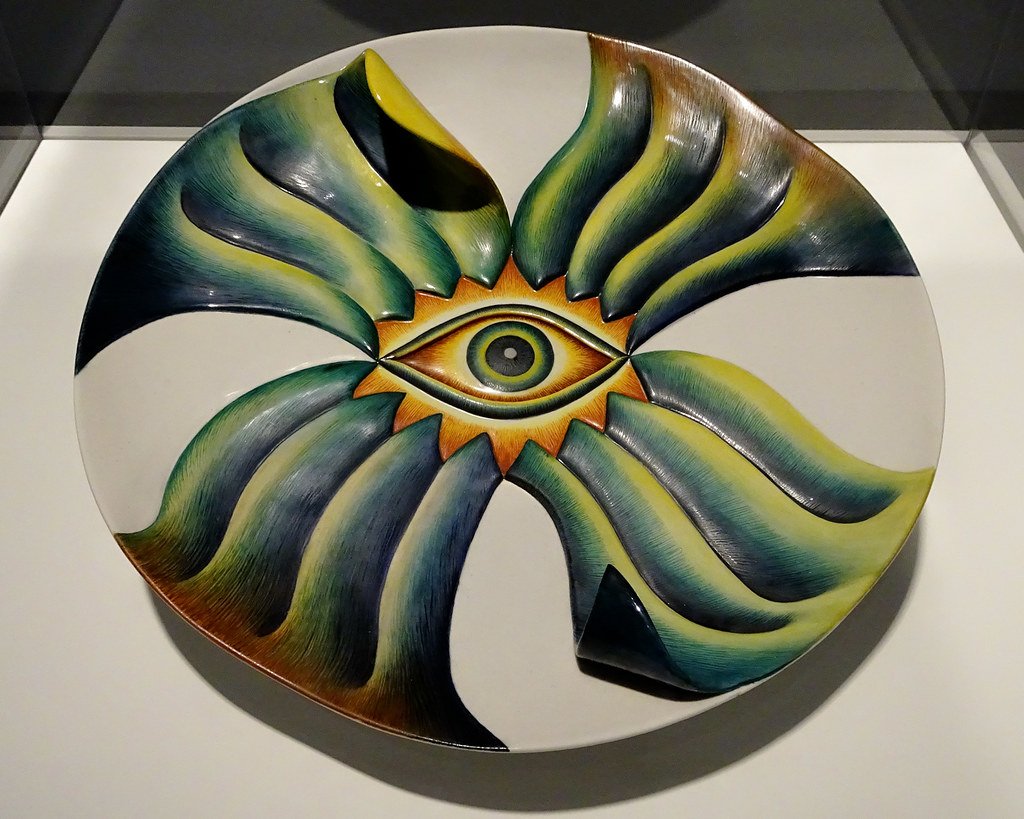A plate created by famed artist Judy Chicago that represents astronomer Caroline Herschle, who discovered a nebula, the Messier 110 galaxy, and eight comets, as well as compiling an astronomical catalogue that was published by the British Royal Society.