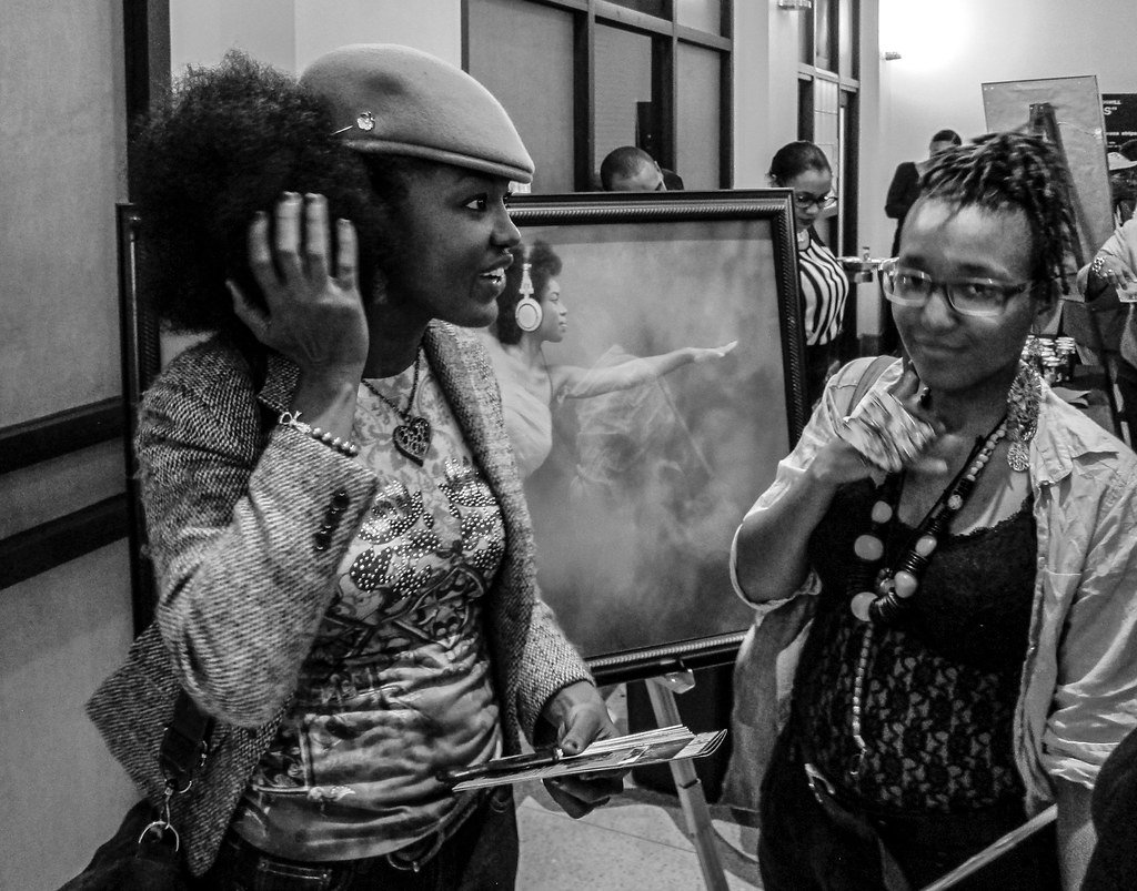 Two women at The Schomburg Center for Research in Black Culture 3rd annual Fall Open House.