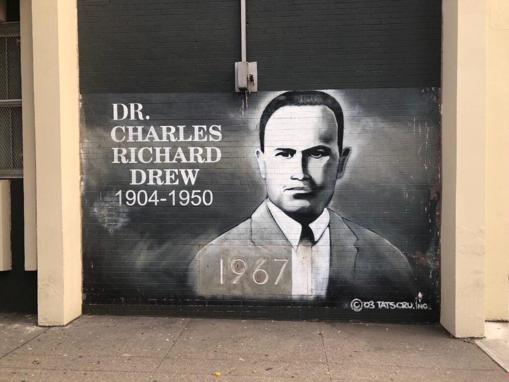 The mural of Dr Charles Drew.