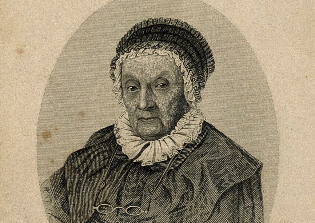 A portrait of Caroline Herschel in her later years.