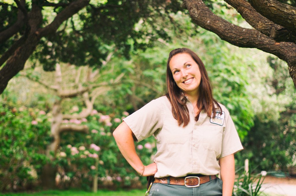 Woman zoologist in nature.