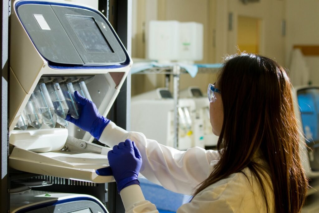 Scientist conducting an experiment.