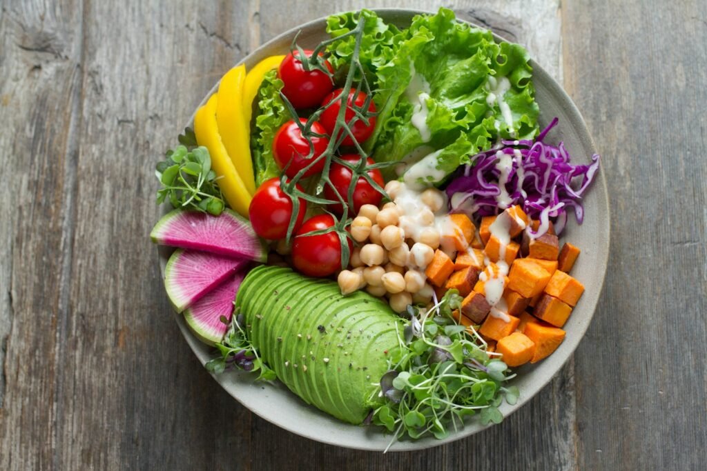 Bowl of vegetable salad.
