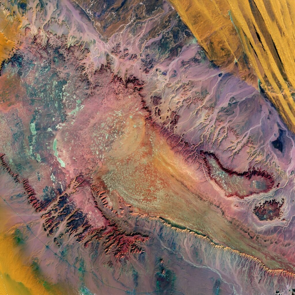 Satellite imagery of a desert in Egypt.