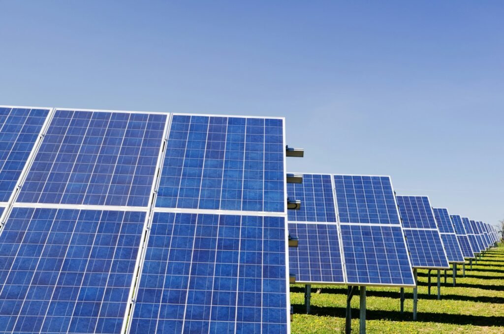 Blue solar panel boards