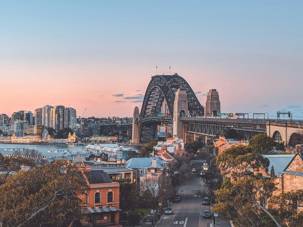 Sydney's high rise buildings and bridge during daytime.