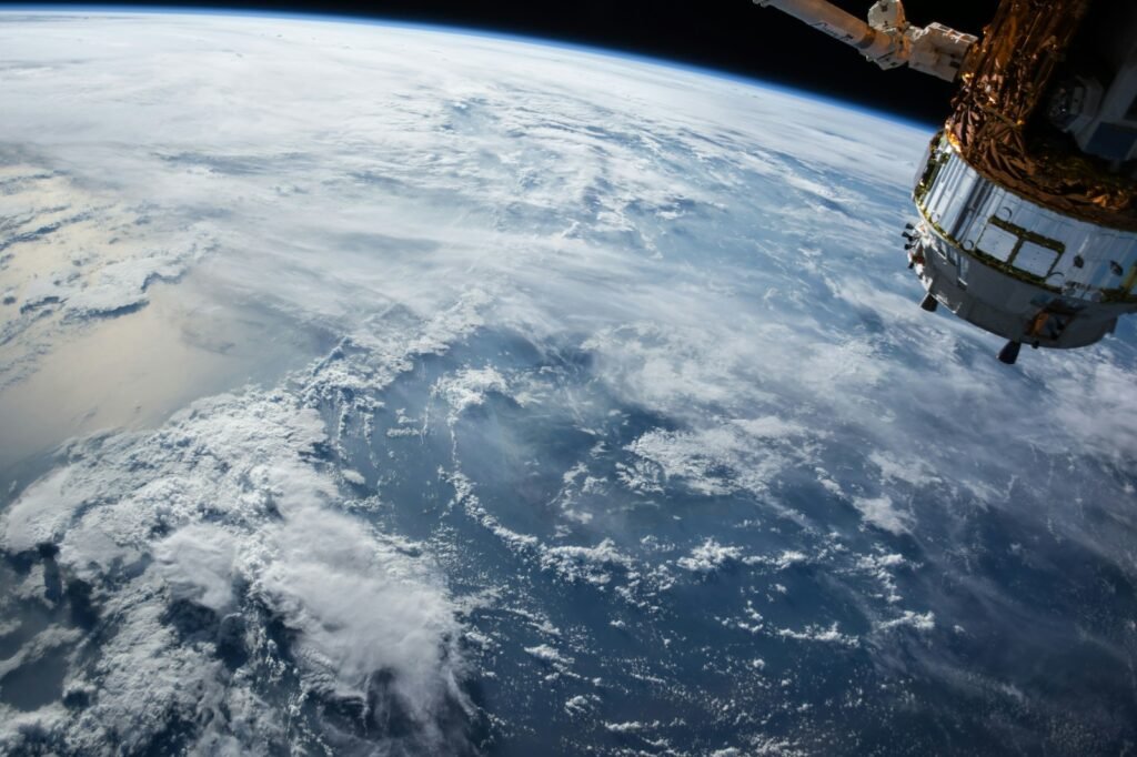 View of Earth and satellite.