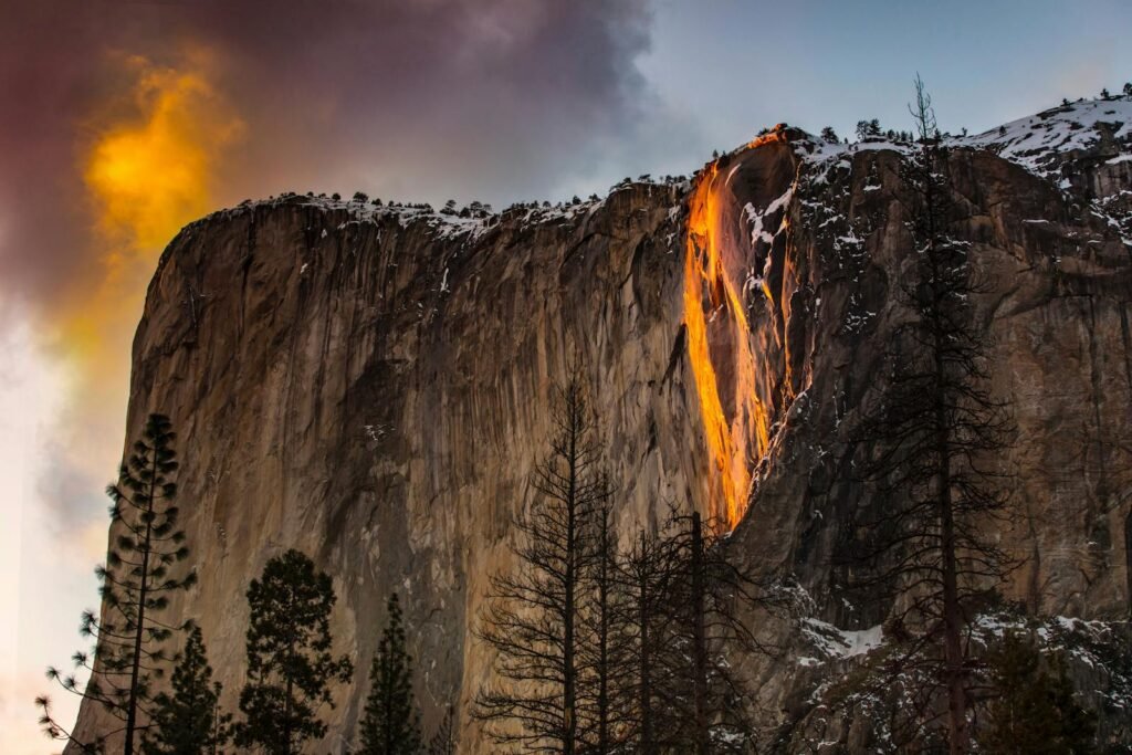 Dramatic view of the Yosemite Firefall.