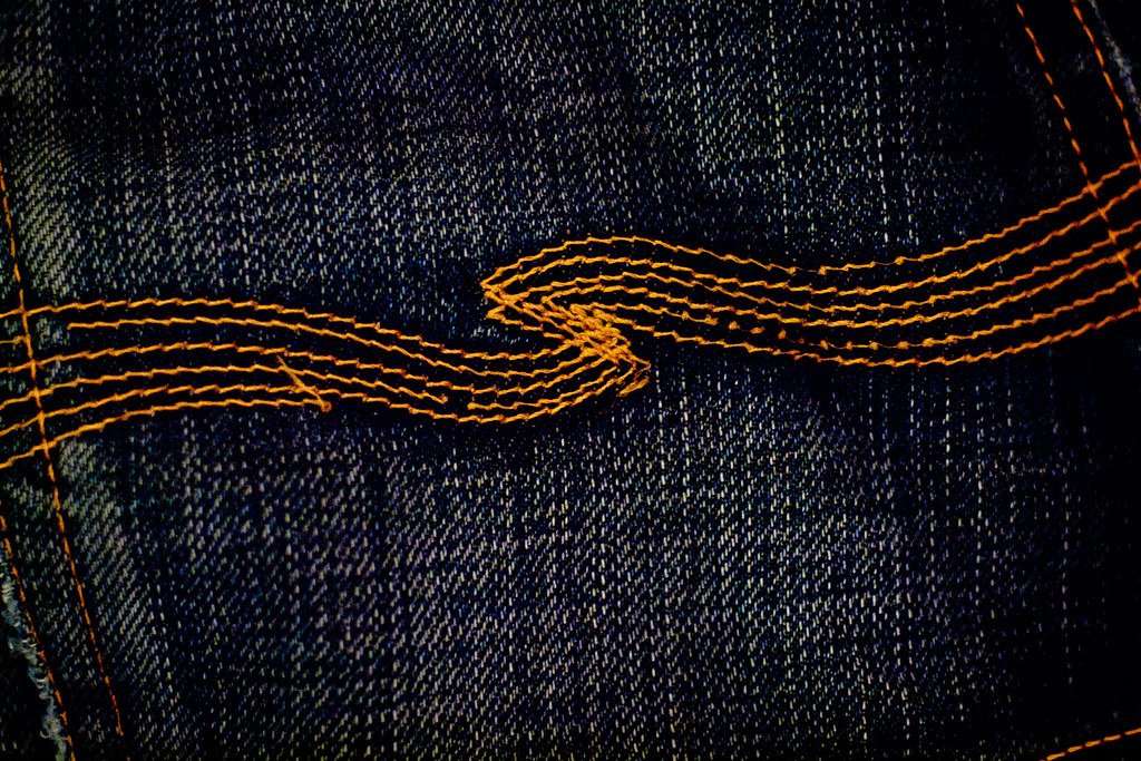 Close up of a pair of jeans.