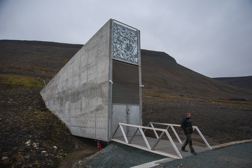 Man leaving the Seed Vault after a long day work.