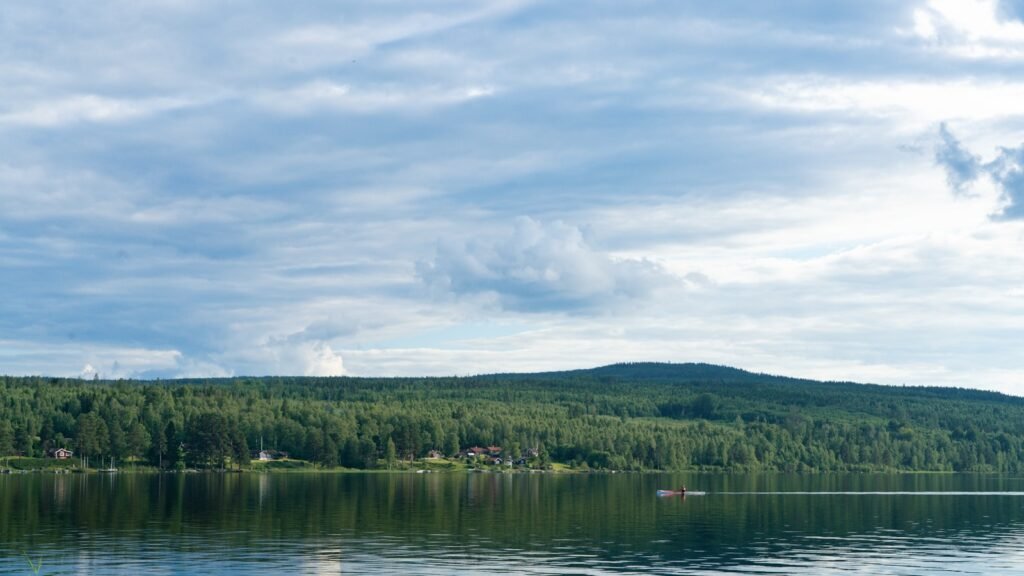 Siljan lake surrounded by a forest.