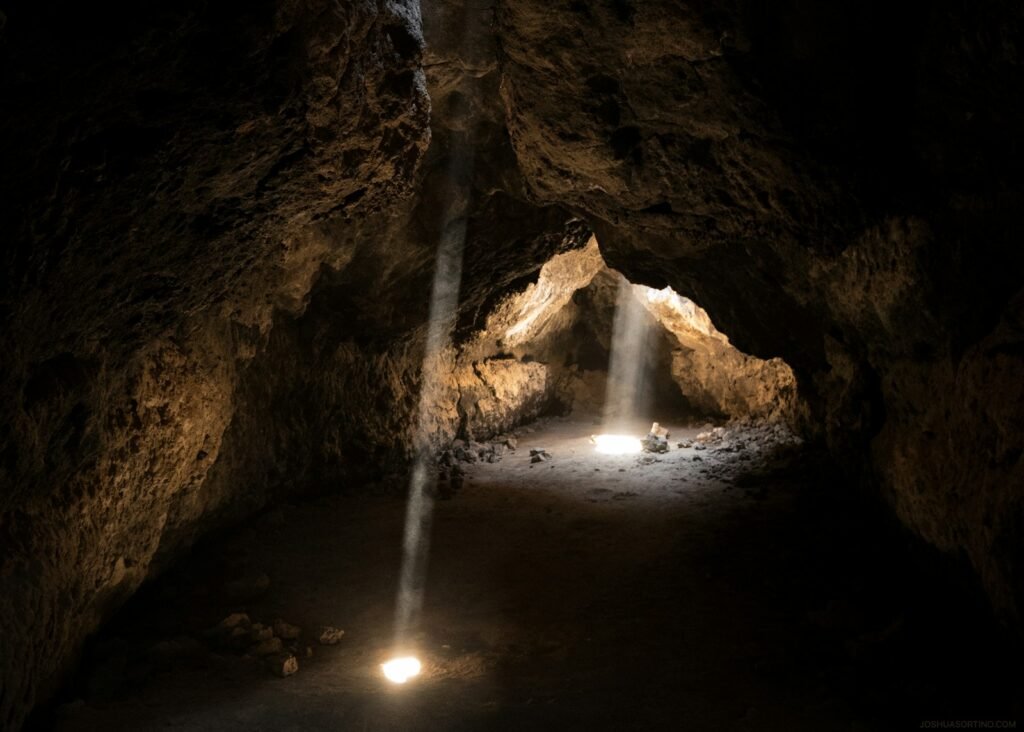 Photo of light towards inside of cave.