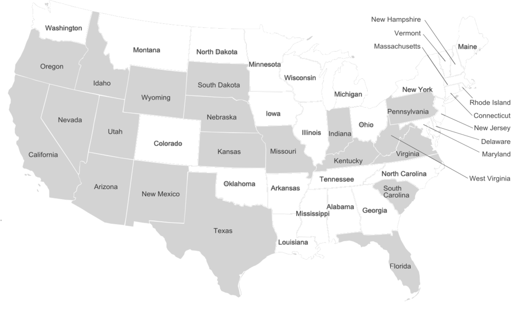 Map US states shaded gray dire wolf