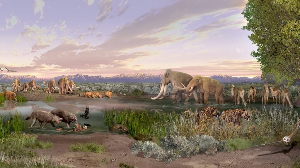 Paleontological landscape painting, White Sands National Park, United States