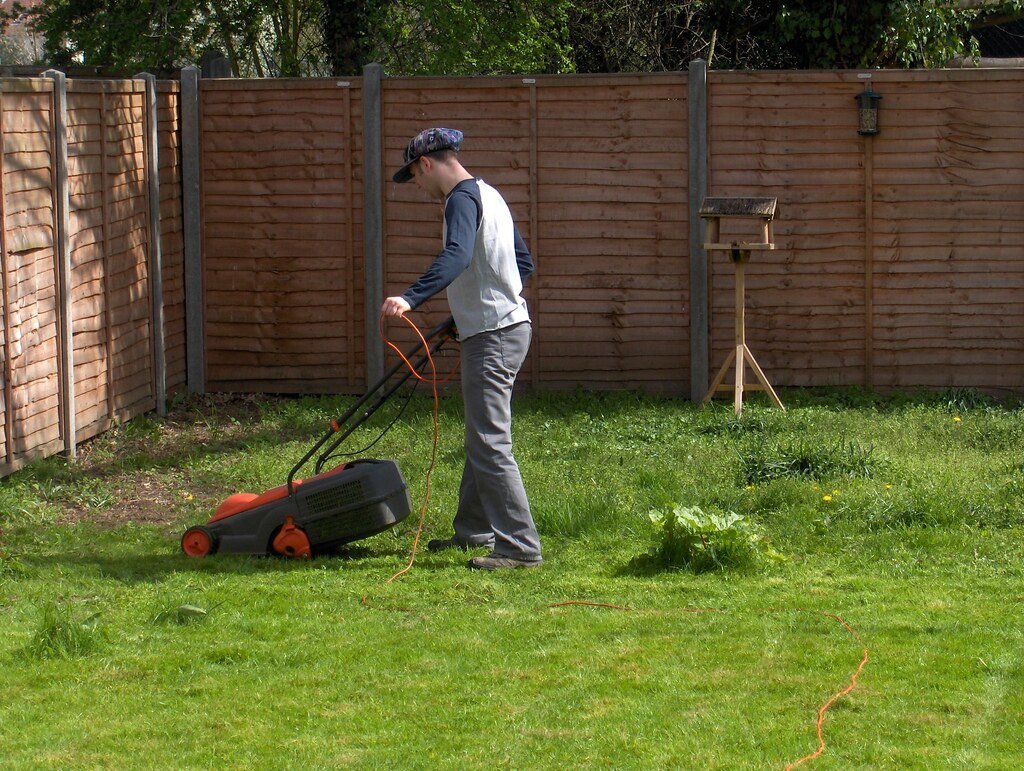 Grass cutting.