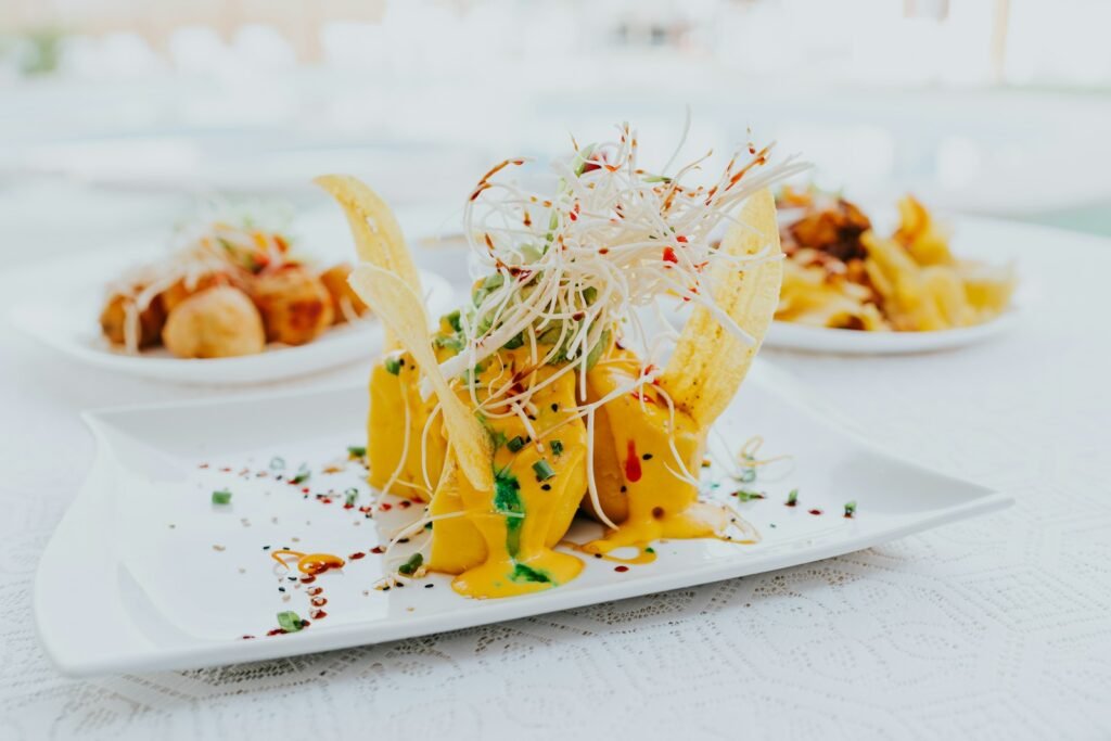 yellow and green vegetable on white ceramic plate