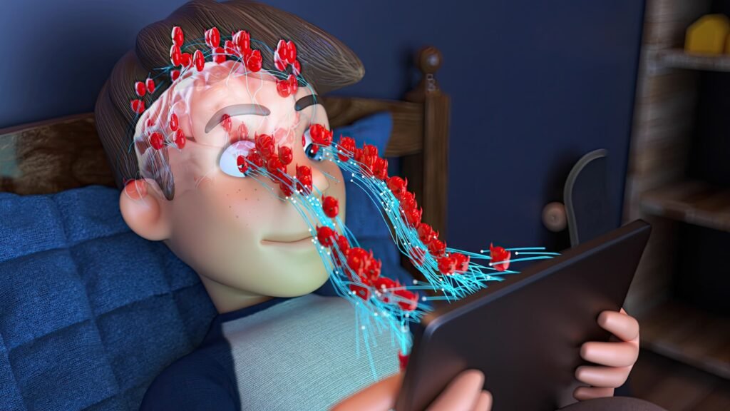 AI absorbing information from a tablet.