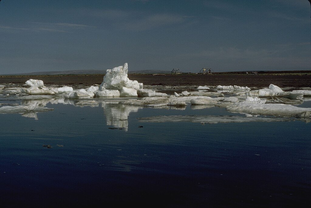 The last bit of rotted sea ice melts on the shore of Cape.