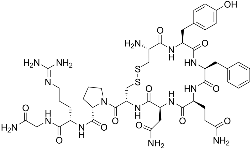 Chemical structure of vasopressin (argipressin, arginine vasopressin)