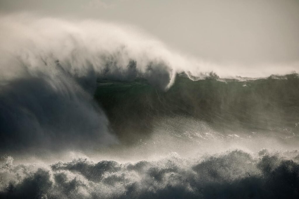 Dramatic wave crashing in Yangyang, South Korea. Perfect for nature and seascape themes.