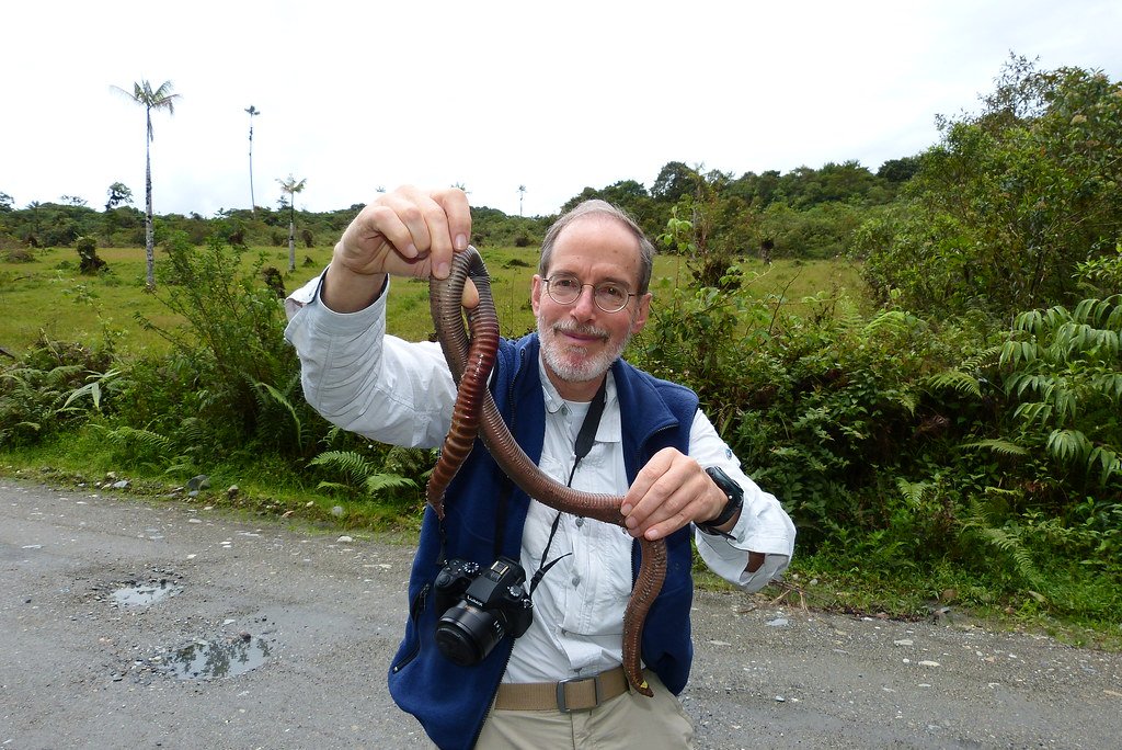 Martin with giant earthworm