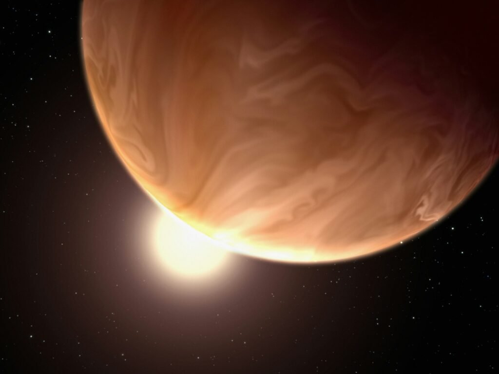 an artist's rendering of a planet with a star in the background