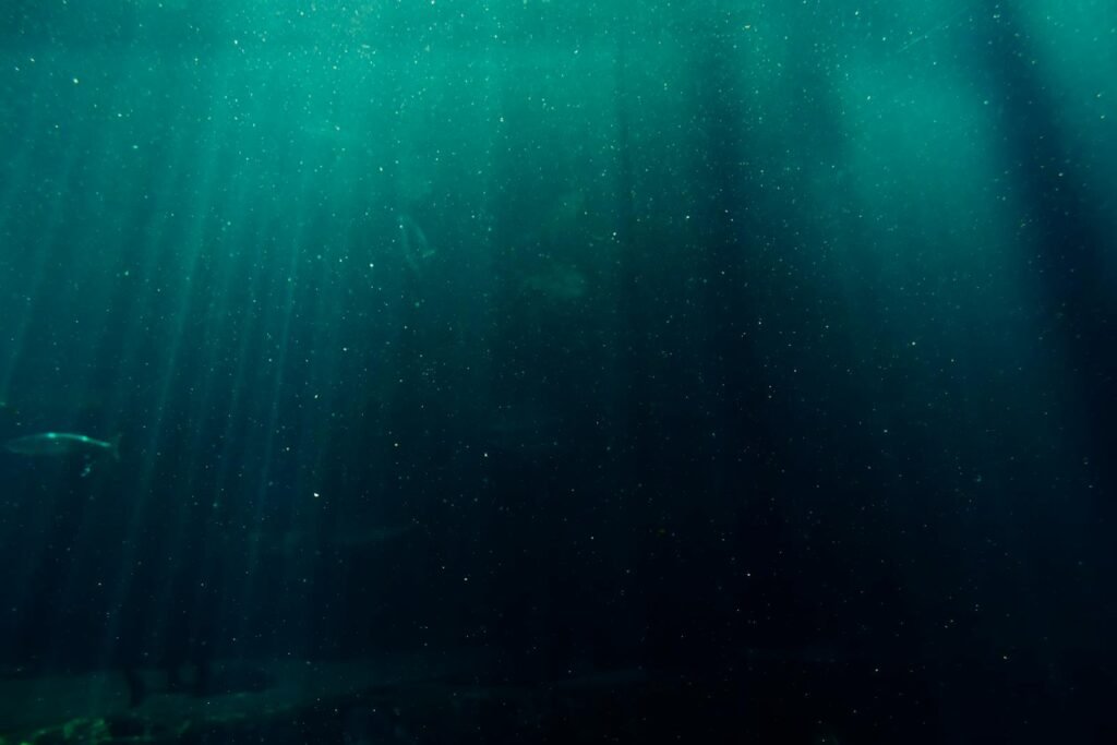 Explore the captivating underwater scene with mesmerizing sunlight rays penetrating the deep sea.