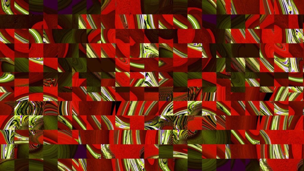 Red, green, and white abstract pattern.
