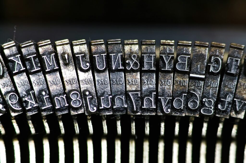 a close up of an old typewriter