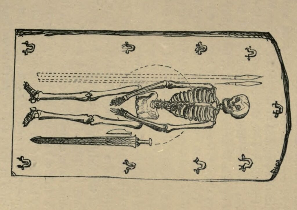Drawing of the Lapwing Hill bed burial.