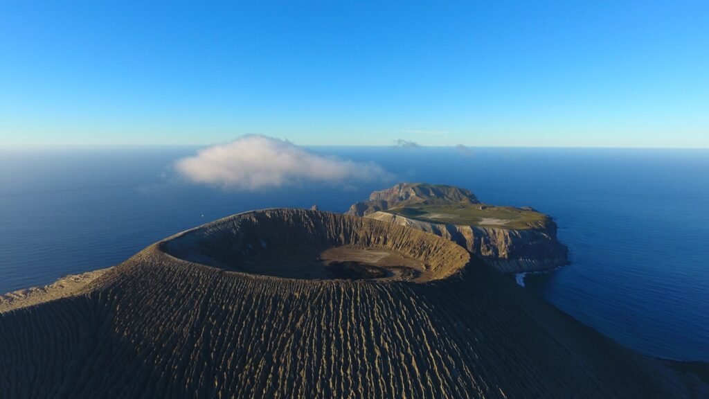 Mexican mountain under blue sky.