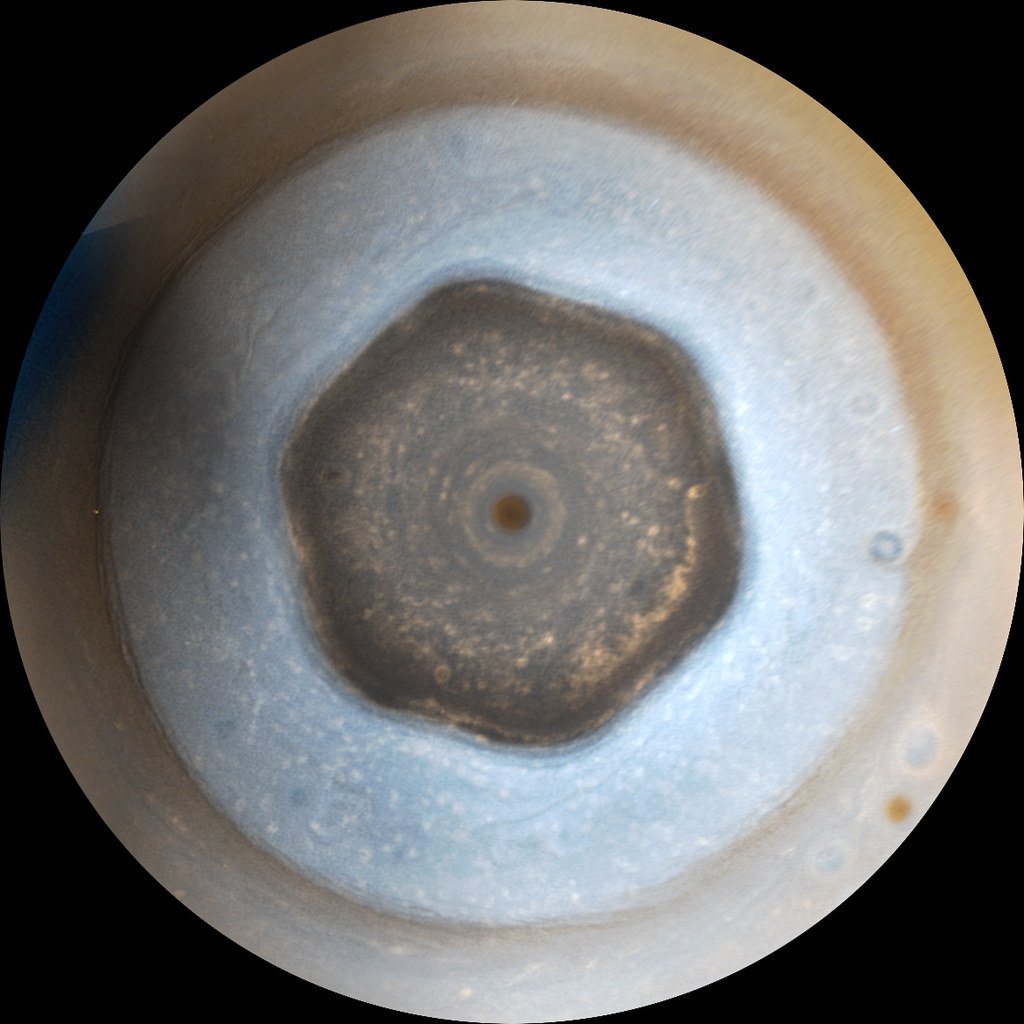 Saturn's Hexagonal Storm Pattern (image credits: flickr)
