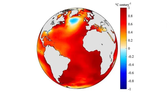 North Atlantic Warming Hole, just below Greenland