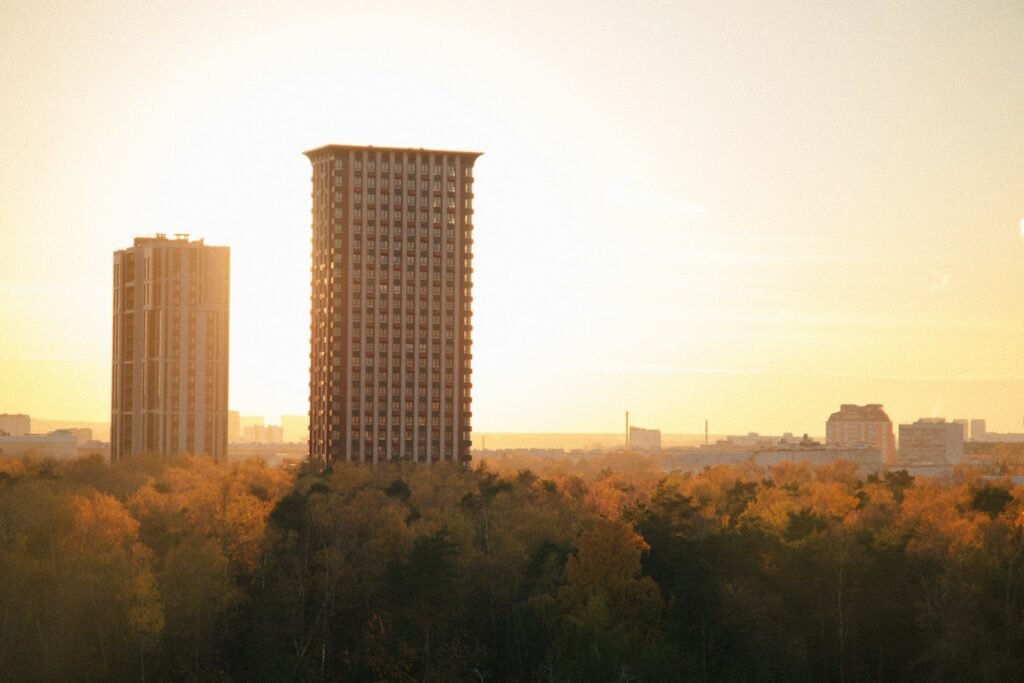 a couple of tall buildings