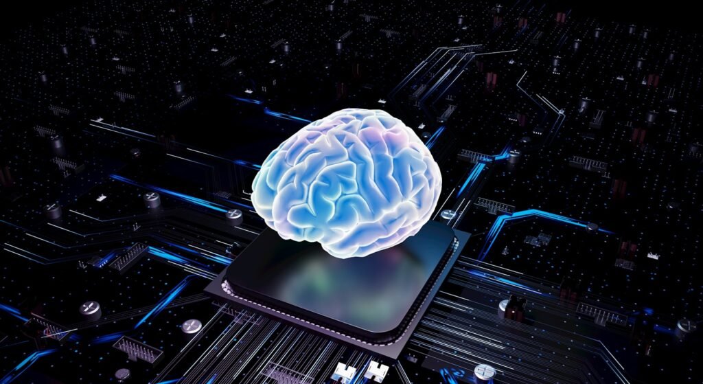 A brain over cpu represents artificial intelligence.