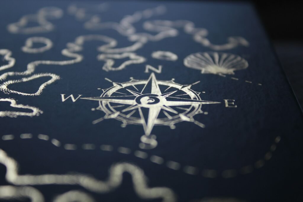 A close up of a compass on a table