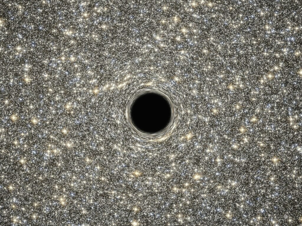 a black hole in the center of a star field