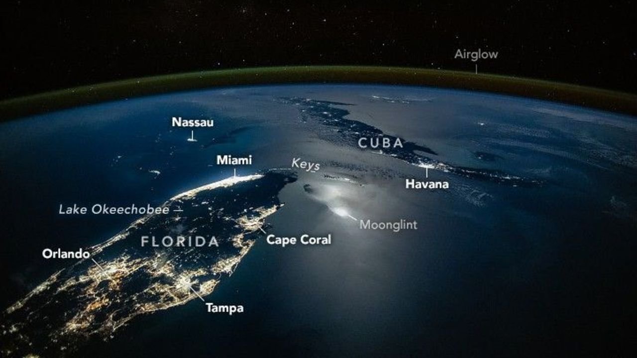 Earth Aglow from Orbit: ISS Astronaut Captures Spellbinding View of Florida and Cuba After Dark