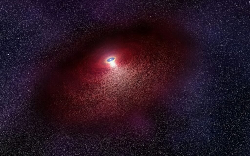 a black hole in the sky with a bright light