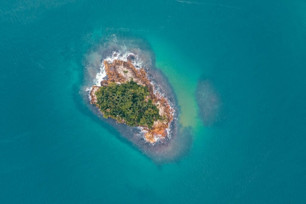 an island in the middle of the ocean